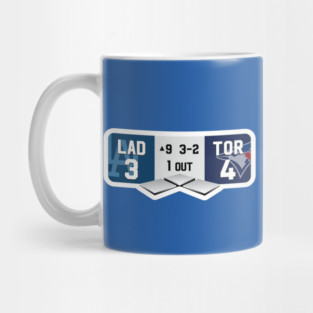 Dodgers  vs Blue Jays World-Series-Scoreboard, Dodgers  WIN, Top of the ninth inning Mug