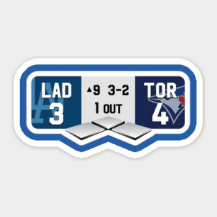 Dodgers  vs Blue Jays World-Series-Scoreboard, Dodgers  WIN, Top of the ninth inning Sticker