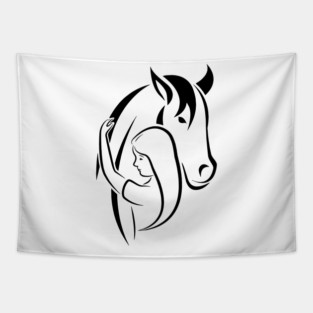 Glitter Horse Silhouette Art for Girls Who Love Elegant Equestrian Style Tapestry