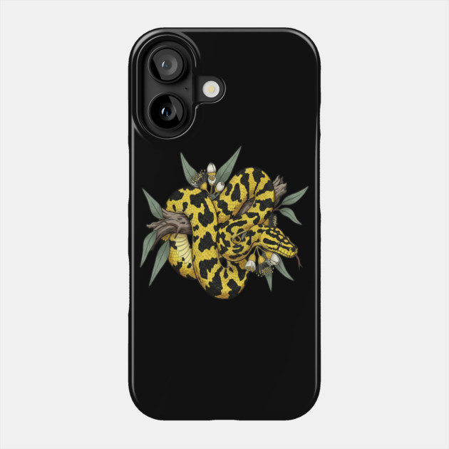 Yellow Carpet Python with Eucalyptus Phone Case by BirdsnStuff