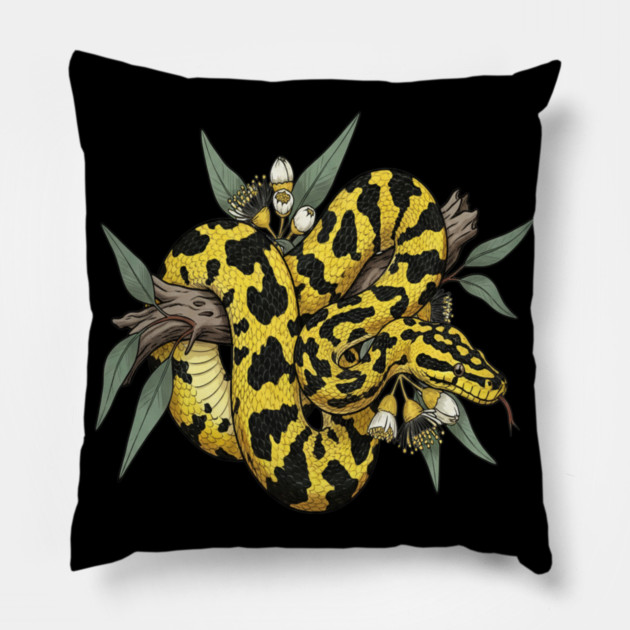 Yellow Carpet Python with Eucalyptus Pillow by BirdsnStuff