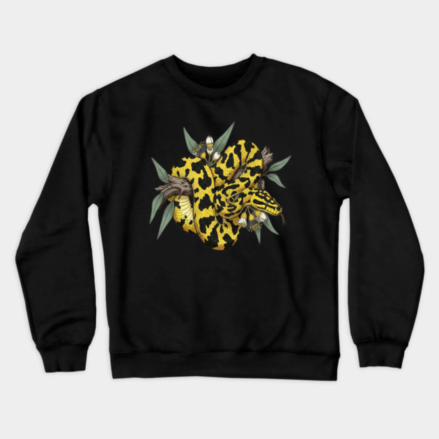 Yellow Carpet Python with Eucalyptus Crewneck Sweatshirt by BirdsnStuff