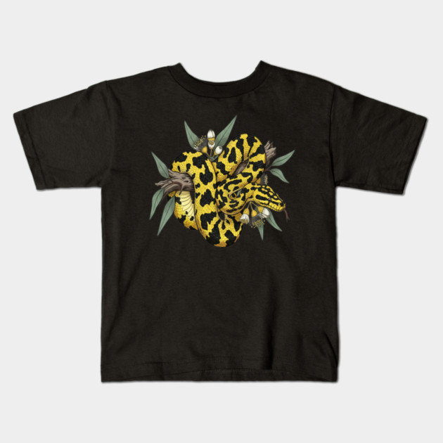 Yellow Carpet Python with Eucalyptus Kids T-Shirt by BirdsnStuff