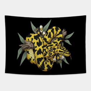 Yellow Carpet Python with Eucalyptus Tapestry