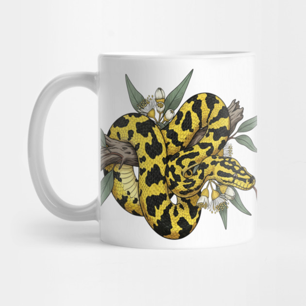 Yellow Carpet Python with Eucalyptus by BirdsnStuff