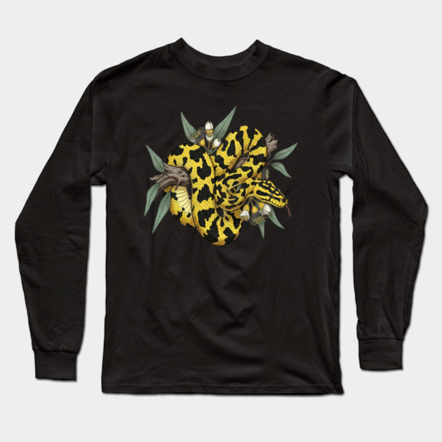 Yellow Carpet Python with Eucalyptus Long Sleeve T-Shirt by BirdsnStuff
