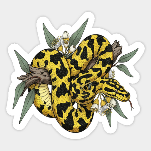 Yellow Carpet Python with Eucalyptus Magnet by BirdsnStuff