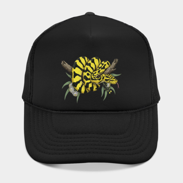 Yellow Carpet Python with Eucalyptus Leaves by BirdsnStuff