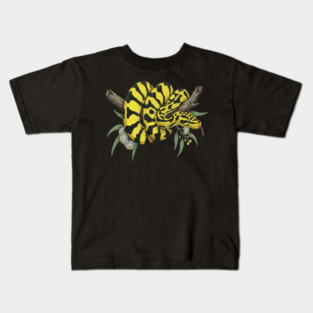 Yellow Carpet Python with Eucalyptus Leaves Kids T-Shirt