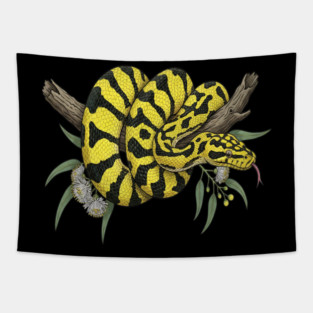 Yellow Carpet Python with Eucalyptus Leaves Tapestry