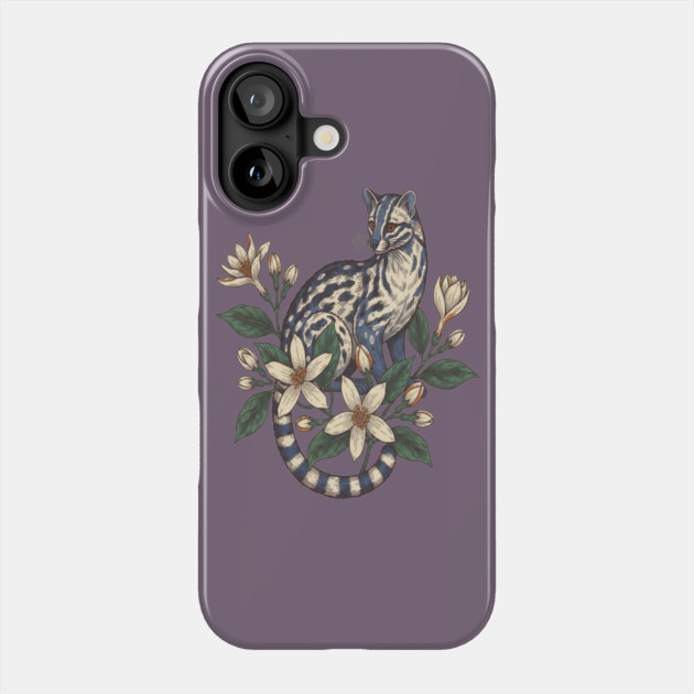 Civet Cat with Botanical Jasmine Phone Case by BirdsnStuff