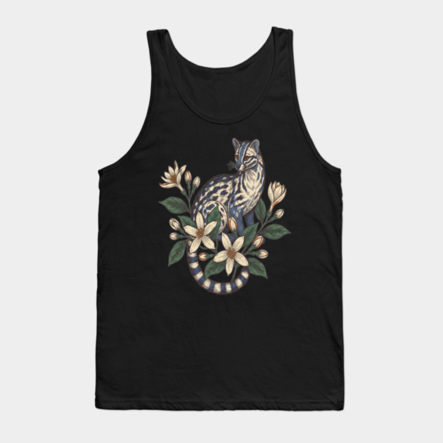 Civet Cat with Botanical Jasmine Tank Top by BirdsnStuff