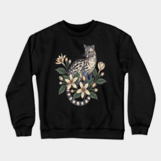 Civet Cat with Botanical Jasmine Crewneck Sweatshirt