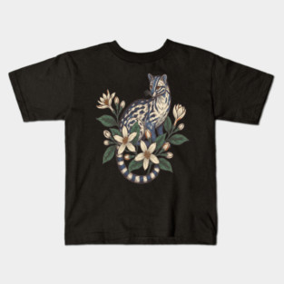 Civet Cat with Botanical Jasmine Kids T-Shirt