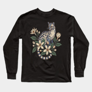 Civet Cat with Botanical Jasmine Long Sleeve T-Shirt