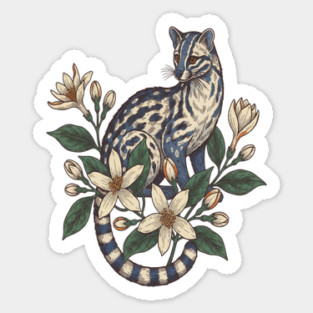 Civet Cat with Botanical Jasmine Sticker