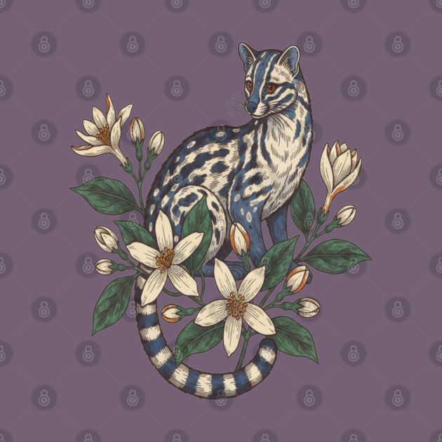 Civet Cat with Botanical Jasmine by BirdsnStuff
