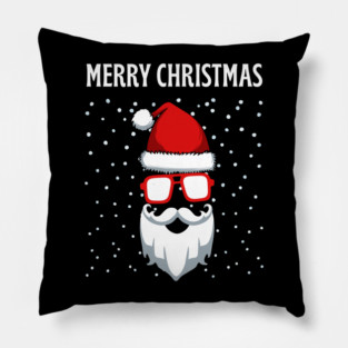 Cool Santa Face with Snow Christmas Pillow