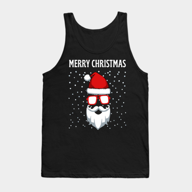Cool Santa Face with Snow Christmas Tank Top by Creatifly Graphic Tees