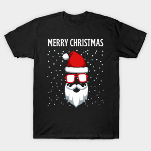 Cool Santa Face with Snow Christmas T-Shirt