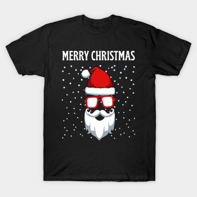 Cool Santa Face with Snow Christmas T-Shirt by Creatifly Graphic Tees