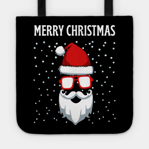 Cool Santa Face with Snow Christmas Tote by Creatifly Graphic Tees