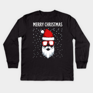 Cool Santa Face with Snow Christmas Kids Long Sleeve T-Shirt