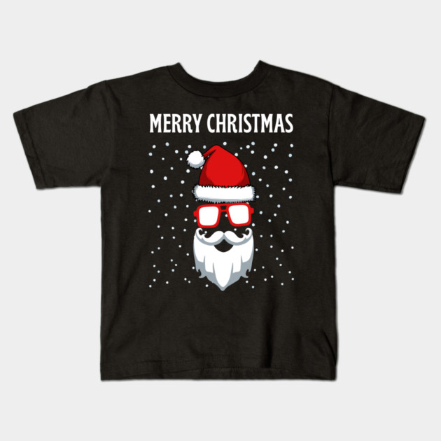 Cool Santa Face with Snow Christmas Kids T-Shirt by Creatifly Graphic Tees