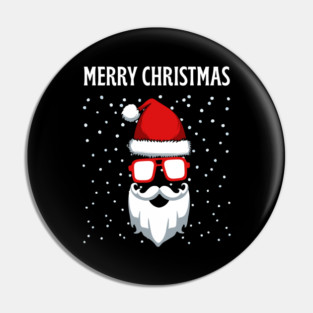 Cool Santa Face with Snow Christmas Pin