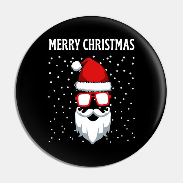 Cool Santa Face with Snow Christmas Pin by Creatifly Graphic Tees