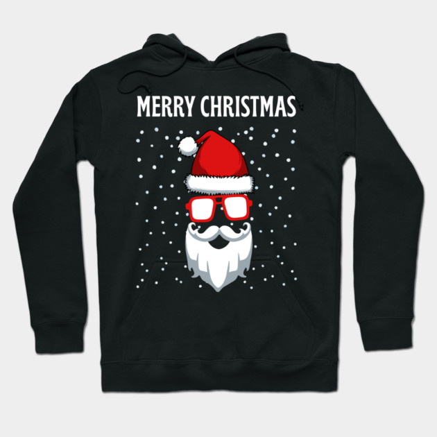 Cool Santa Face with Snow Christmas Hoodie by Creatifly Graphic Tees