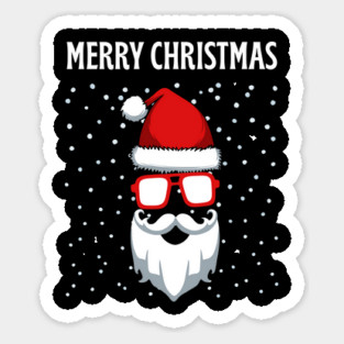 Cool Santa Face with Snow Christmas Sticker