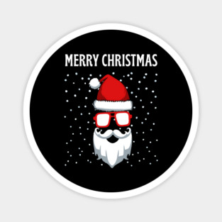Cool Santa Face with Snow Christmas Magnet