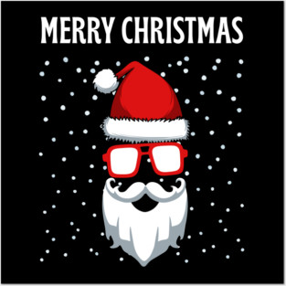 Cool Santa Face with Snow Christmas Posters and Art