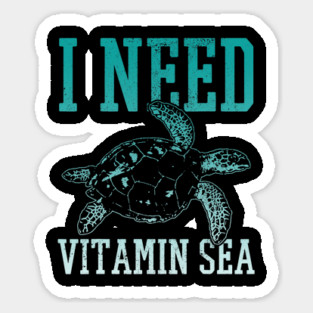 Turtle Pet I Need Vitamin Sea Turtle Scuba Diving Ocean Diver Sticker