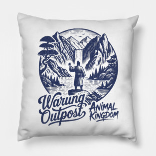 The Warung Outpost Adult Drinking at Animal Kingdom Orlando Distressed Look Pillow