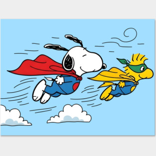 Flying Super Snoopy and Woodstock Posters and Art
