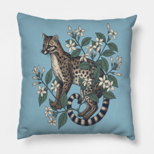 Civet Cat with Jasmine Flowers Pillow