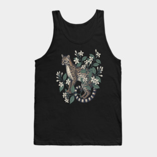 Civet Cat with Jasmine Flowers Tank Top