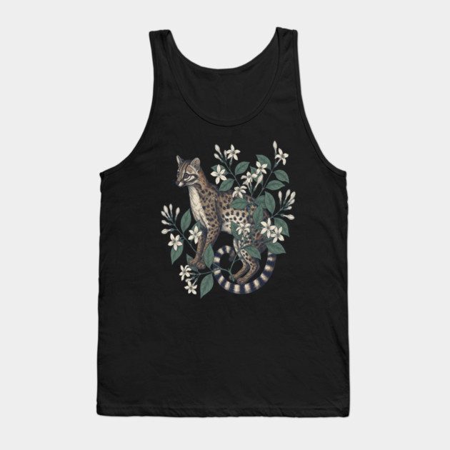 Civet Cat with Jasmine Flowers Tank Top by BirdsnStuff