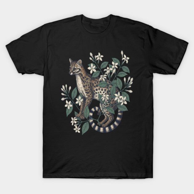 Civet Cat with Jasmine Flowers T-Shirt by BirdsnStuff