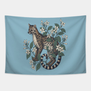 Civet Cat with Jasmine Flowers Tapestry