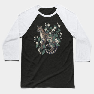 Civet Cat with Jasmine Flowers Baseball T-Shirt