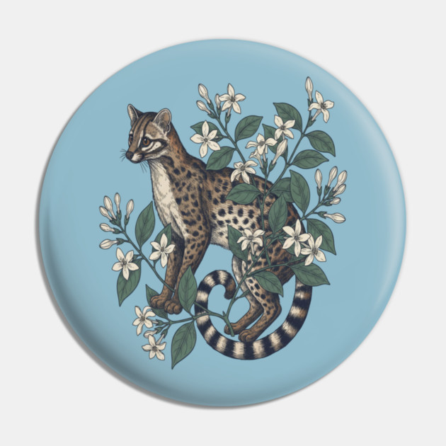 Civet Cat with Jasmine Flowers Pin by BirdsnStuff