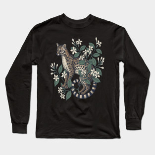 Civet Cat with Jasmine Flowers Long Sleeve T-Shirt