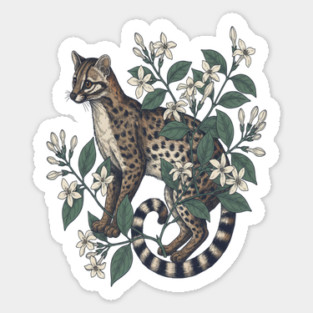 Civet Cat with Jasmine Flowers Sticker
