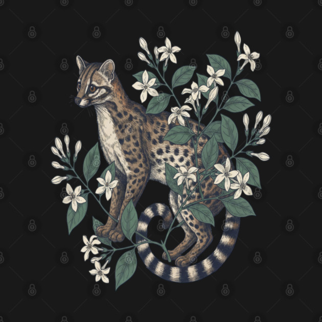 Civet Cat with Jasmine Flowers by BirdsnStuff