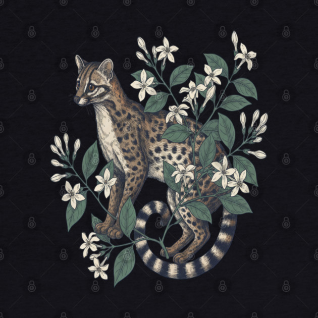 Civet Cat with Jasmine Flowers by BirdsnStuff