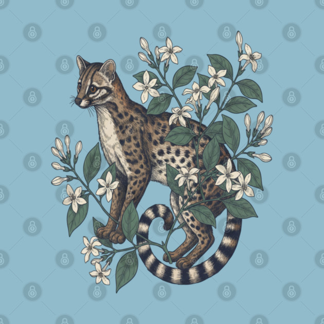 Civet Cat with Jasmine Flowers by BirdsnStuff