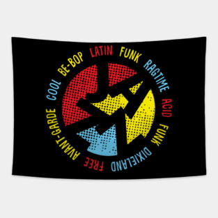 Colorful Jazz Genres Emblem Tapestry